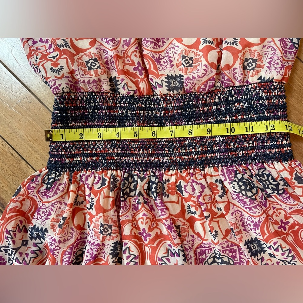Vanessa Virginia “Day Tripper” Printed Smocked Waist Dress Size S - Picture 9 of 16
